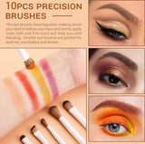 Kwastenset, oogkwast, oogmake-up, kwastenset, professionele 10 stuks, make-upkwasten, make-upkwasten, cosmetica-kwastenset, eyeliner-kwasten, oogkwasten, oogkwasten, set
