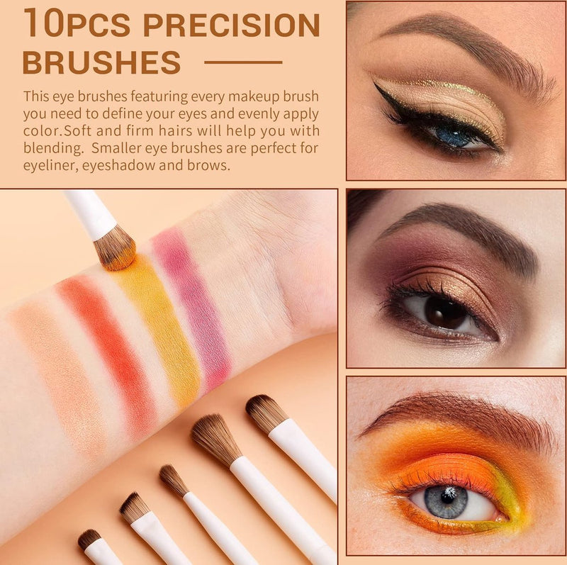 Kwastenset, oogkwast, oogmake-up, kwastenset, professionele 10 stuks, make-upkwasten, make-upkwasten, cosmetica-kwastenset, eyeliner-kwasten, oogkwasten, oogkwasten, set