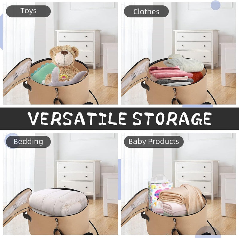 Hoedenorganizer voor dames en heren, ronde opbergdoos, draagbare hoedenhouder van vilt, hoedenhouder met stofdicht deksel, hoedenplank voor kast of reizen (43,5 cm D x 25,5 cm, kaki)