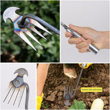 Set van 2 roestvrijstalen onkruidsnijders, paardenbloemsnijders, onkruidtrekkers, voegenschraper met handvat, onkruidverwijderingsgereedschap, onkruidtrekkergereedschap, handonkruidsnijder voor tuinieren