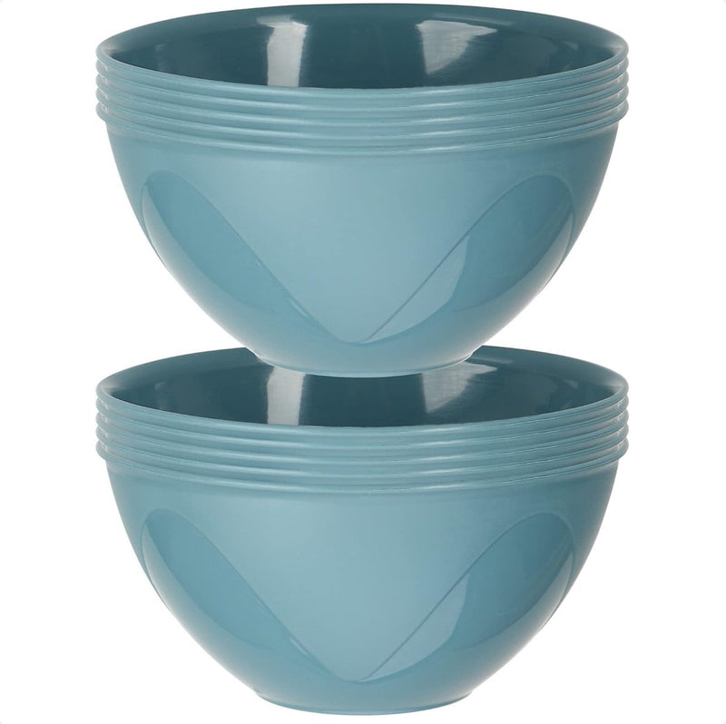 12-delige kommenset - herbruikbaar plastic servies - kom voor soep, fruit of snacks - buitenservies voor barbecuefeestjes en kamperen (12 x - blauw)
