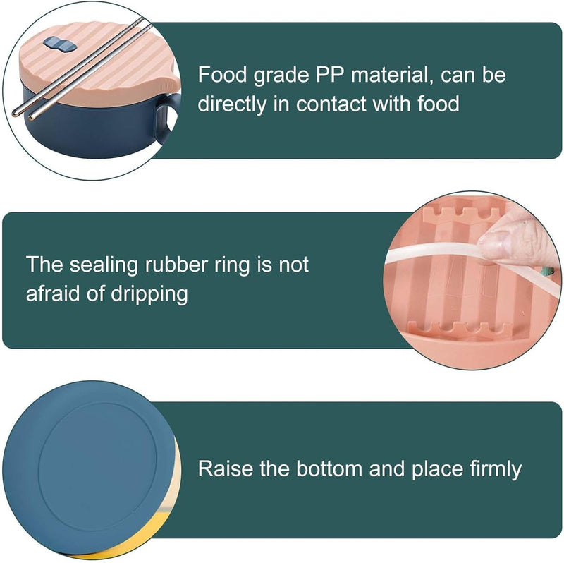 Ramen Bowl Set, roestvrijstalen Ramen Bowl, Japanse soepkom, 1200 ml Ramen Bowl met deksel, traditioneel Japans servies (poederblauw)