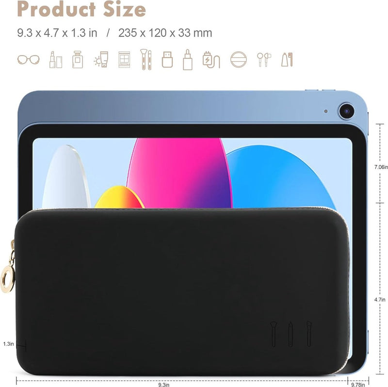 Make-upkwastenhouder, draagbare make-uptas, organizer voor op reis, grote make-uptas, make-uptas, cosmeticatas, organizer (zwart)