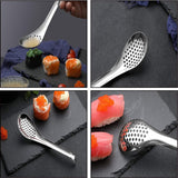 Kaviaarlepel, zeef, lepel, abseielepel, multifunctionele lepel, moleculaire lepel, 56 gaten, duurzame caviaarspoons, handwerk, zeeflepel voor keukenkookgereedschap, roestvrij staal, verdikt kookgerei, 3 stuks