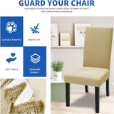 Jacquard stoelhoezen, 4 stuks, afneembaar, wasbaar, elastaan, universeel, voor hotel, ceremonie, banket, restaurant, thuis (beige)