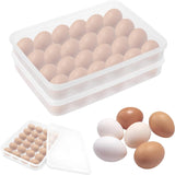 Set van 2 eiercontainers voor de koelkast, eierdoos met plastic deksel, transparante eiercontainer, eierdoosorganizer, stapelbare eierschaal voor keukens