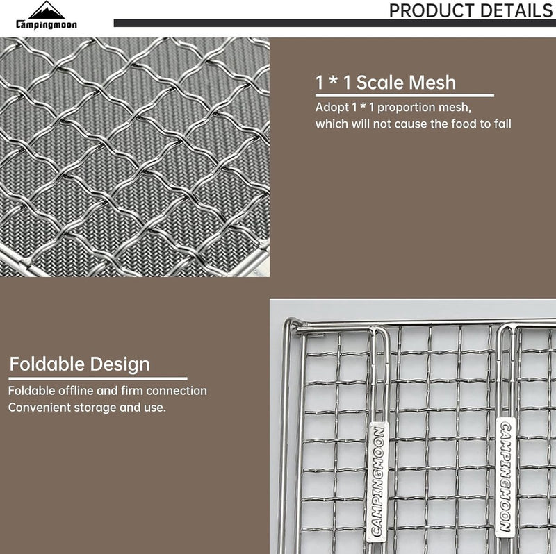 Campingmoon Camping Broodrooster voor Gasfornuis 304 Roestvrij Staal Broodrooster Mini Camping Grill Rack US-1312