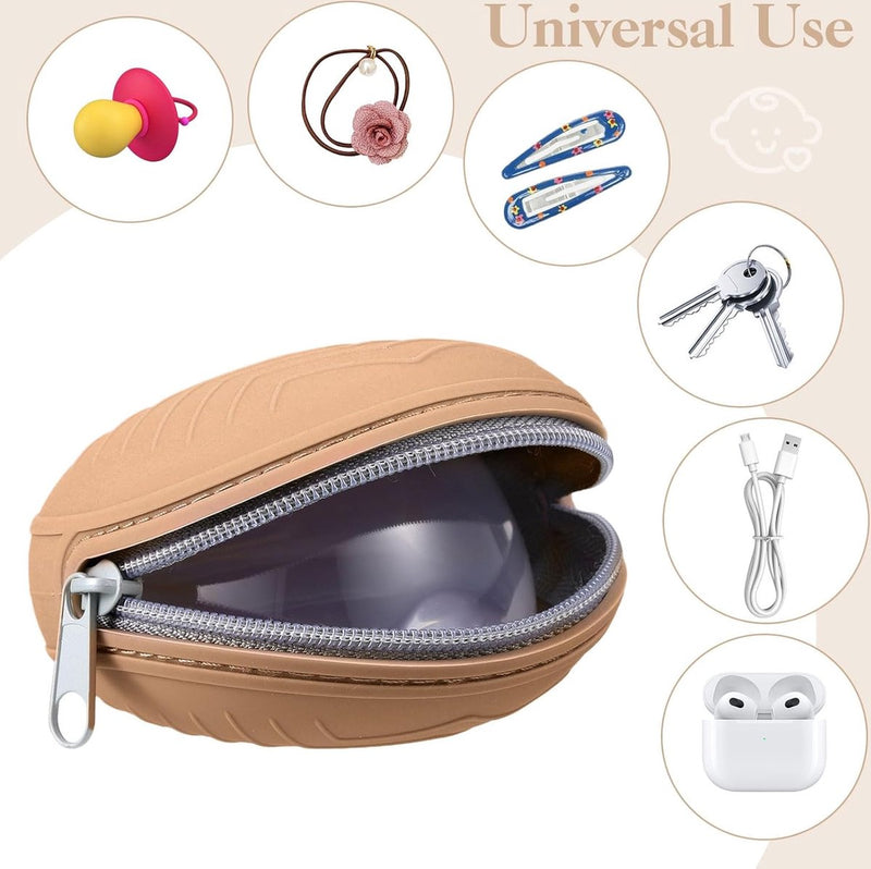 5 stuks fopspeendozen voor onderweg, 2 stuks siliconen fopspeen-opbergdozen en 3 stuks transparant plastic fopspeendozen voor baby's, meisjes en jongens (bruin + donkergrijs)