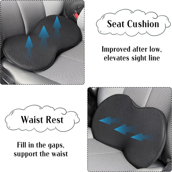Wigkussen voor de auto, autostoelkussen, traagschuim, orthopedisch zitkussen, autostoel voor auto's, voertuigen en bureaustoel