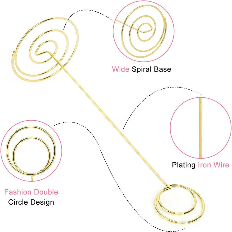12 stuks metalen tafelkaarthouders, 22 cm hoog, fotohouders, kaarthouder, tafelnummerhouder voor bruiloften, plaatskaarthouder, memohouder voor restaurant, tafel, feest (goud)