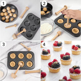 Aardappelstamper hout [3 maten] - dubbelzijdige kruidenstamper voor zuurkool, taarten, deeg, mini-eier- en cheesecakes - voedselveilig bakken accessoires voor het persen en vormen