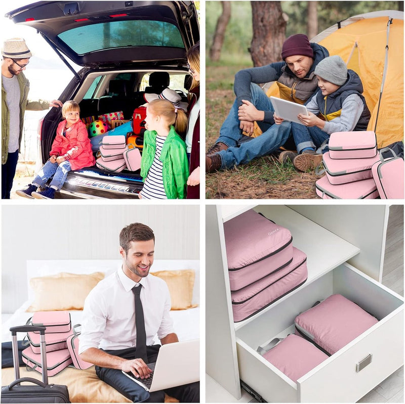 Compression Packing Cubes in a Set of 3 or 4, 4-Piece Set of Packing Cubes / Luggage Organisers / Garment Bags for Travel
