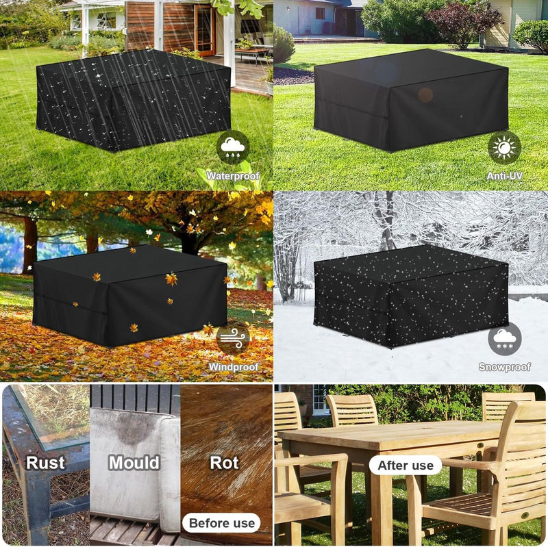 Hoes voor tuinmeubelen, waterdichte beschermhoes, tuinmeubelen, uv-zeildoek voor tuintafels, terrasmeubilair, robuuste 420D Oxford buitenhoes voor meubelsets, 360 x 240