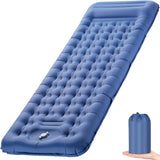 Zelfopblazende slaapmat, campingluchtmatras met voetperspomp en kussen, opblaasbare slaapmat voor buiten, ultralicht waterdicht voor wandelen, buitenshuis, kamperen, reizen 195 x 65 x 12 cm - blauw