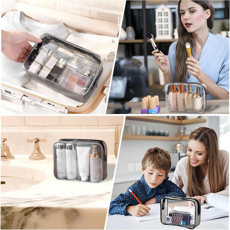 Handbagage, vloeistoffen, toilettas, transparant, waterdichte tas met ritssluiting, vliegtuig, reizen, cosmeticatas, transparant, toilettas voor het vervoer van vloeistoffen (4 stuks), transparant