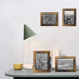 Set van 7 fotolijsten 20x25 cm bruin frame rustiek, vintage fotolijst houtlook met PS-plaat, horizontale of verticale wand en tafelfotolijst