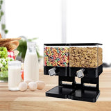 Double Cereal dispenser, vierkante keramische dispenser, versnippert geen granen bij het uitgeven, luchtdicht gesloten, transparant, voor muesli/diervoer/snoep