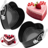 Taartbakvorm, 2 stuks kleine hartvormige springvormen, Ø 11 cm, mini-hartbakvormen, springvorm, taartpannen, mini-hartvorm, taartbakvormen met antiaanbaklaag