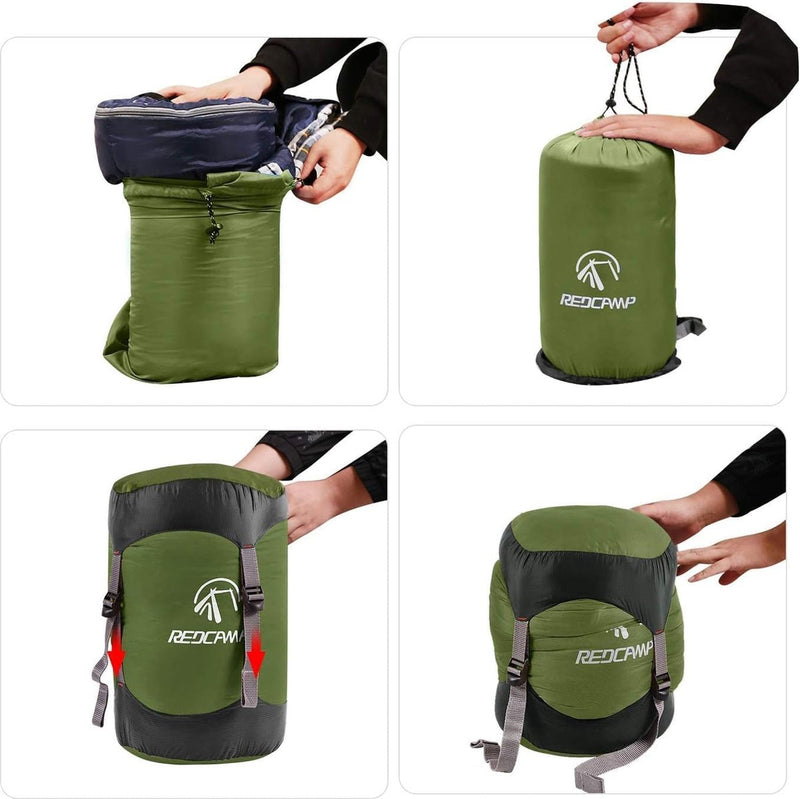 Nylon compressiezak voor slaapzak, lichte compacte compressiezak voor kamperen, outdoor, wandelen, rugzakreizen, reizen