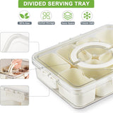 Dipschalenset met dienblad, snackschalen en dipschalen met deksel, snackborden met vakken, opbergdoos, antipasti serveerschaal, snackschalen en dipschalen met deksel