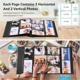 Fotoalbum, insteekalbum, 600 foto's (10 x 15 cm), linnen omslag, 60 vellen/120 pagina's, fotoboek om in te steken, fotoalbum, perfect voor familie, bruiloft, reizen, baby, zwart