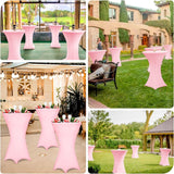 Set van 3 stretch-bartafelhoezen voor bistrotafels, diameter 80-85 cm, elegante versteviging in het voetgedeelte, stretch-covers roze hoezen voor bartafels en bistrotafels (80 x 110 cm, roze).
