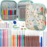 Haaknaaldenset, ergonomische zachte rubberen haaknaalden met comfortabele handgreep voor het breien voor beginners, volwassenen, kleurrijke haaksets, accessoiresets en verschillende soorten naalden