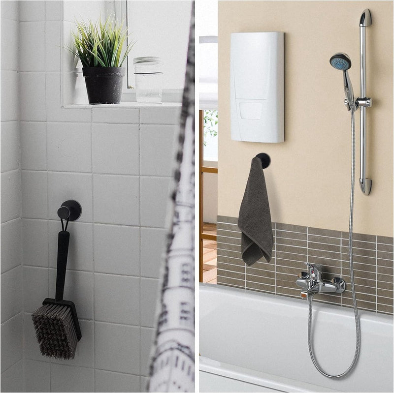 16 stuks ronde kledinghaken, garderobehaken, wandhaken, zwart, 53 mm, roestvrij staal, handdoekhaken, zwart, incl. bevestigingsmateriaal, roestvrije kledinghaken voor badkamer, keuken