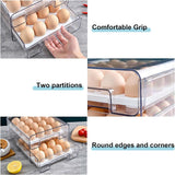 2-laags eiercontainer voor koelkast, 32 eieropbergdoos, eierrepen voor koelkasten, eieropslagladecontainer voor eierconservering, eiertransport, hotelrestaurant