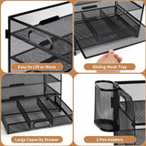 Mesh Brievenbak Organisator, Bureau Nette Organisator Bestand Documenthouder A4 Papieren Archiefladen voor Thuiskantoor School (Mesh Metal 4 Tier + Lade + Penhouder)