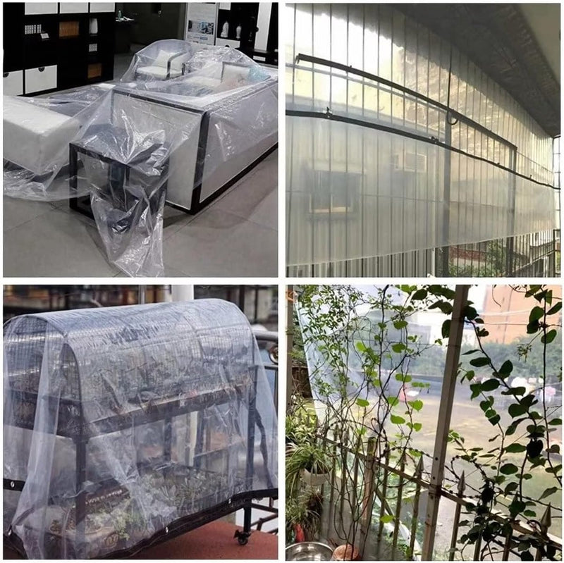 Afdekzeil, waterdicht, transparant, met inslagringen, afdekzeil, tuinmeubelen, voor buiten, regendicht, plantenisolatie, meubels stofdicht, met bindtouw, 3 x 3 m