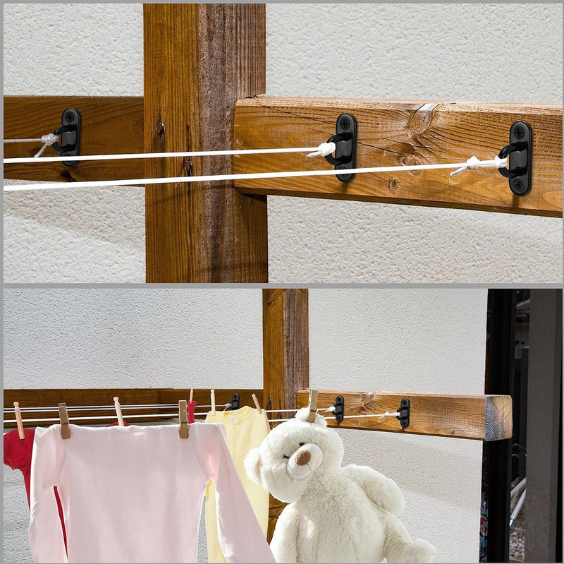 Set van 8 zwarte M5-roestvrij stalen ooghaken om vast te schroeven, duurzame U-vormige wand-/plafondhaken, zwart, rechthoekig, 50 x 15 mm, schroefhaken van roestvrij staal om op te hangen