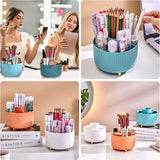 Cosmetica-make-uporganizer, 360 graden draaibare kwastenorganizer, cosmeticarek, multifunctioneel, cosmetica-organizer voor commode, slaapkamer, badkamer (oranje)