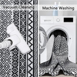 Vloerkleed voor binnen en buiten, rond, lage pool, machinewasbaar, water- en vlekafstotend tapijt voor woonkamer, slaapkamer, eetkamer, thuiskantoor, 120 cm, zwart