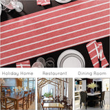 Tafelloper voor 8-zits om te eten - Roma Red Stripes - Groot 40 x 150 cm, milieuvriendelijk katoen, decoratief, zelfgeweven doek voor feest, restaurant - wasmachinebestendig