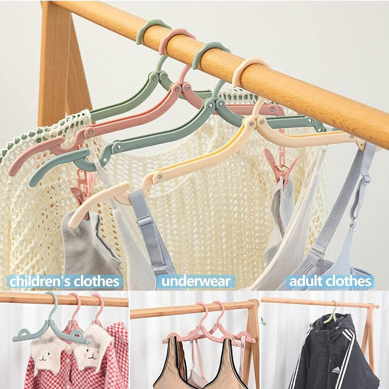 Set van 12 opvouwbare kleerhangers, draagbare hangers, opvouwbaar, met antislipoppervlak in vier kleuren, ruimtebesparend, draagbare reishanger voor thuis, hotel, reizen, kamperen