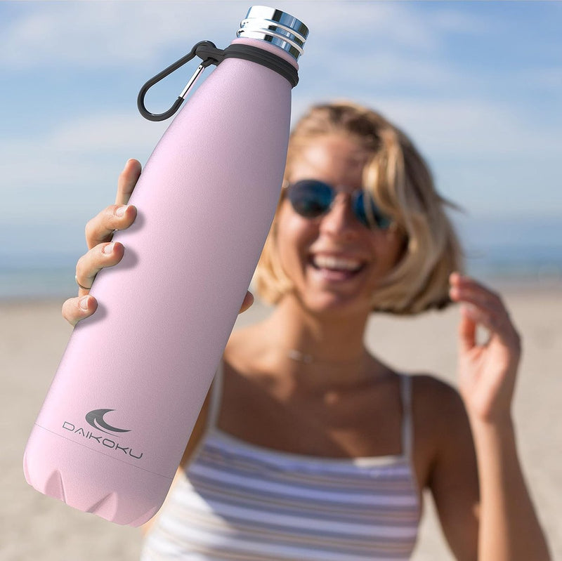 Roestvrijstalen waterfles | 100% lekvrij | Houdt 12 uur warm en 24 uur koud BPA-vrij en gezond | Modieuze kleur, ideaal voor dagelijks gebruik en buitengebruik Roze | 500 ml