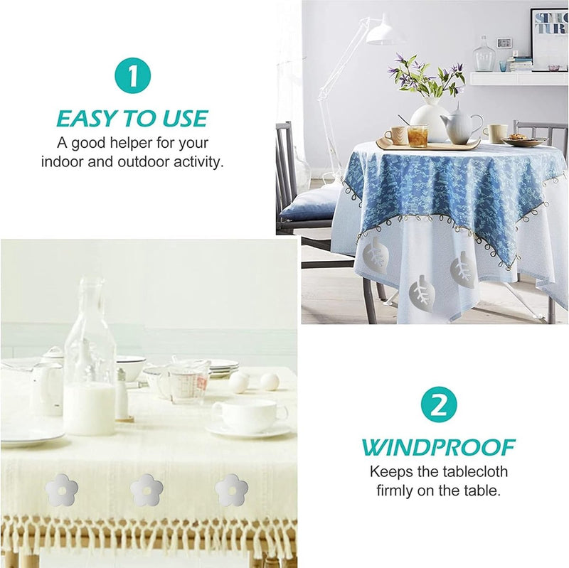 Set van 8 tafelkleedgewichten met magneet, bloemenblad, extra zware magnetische gewichten voor buiten, binnen en buiten