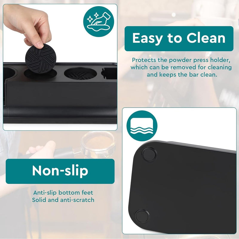 Tamperstation, 51-58 mm, zwart, toebehoren, espresso-tamperhouder, ABS, in hoogte verstelbaar, tamperhouder, standaard, universeel, multifunctioneel, onderhoudsvriendelijk