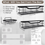 3 stuks doucheplank zonder boren, badkamerorganizer, lijm, zonder boren, shampoohouder voor douche met zeephouder, roestvrijstalen organizer voor badkamer, woonkamer, keuken