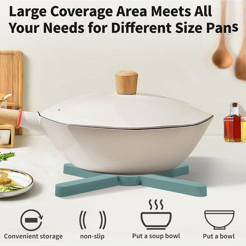 Potonderzetter siliconen set, 4 stuks antislip onderzetters, hittebestendig, opvouwbaar, pannenlappen, opvouwbaar & onderzetters, hete pannenlap voor potten, pannen, schalen, hittebescherming