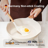 Koekenpan 32 cm, inductie met antiaanbaklaag, granieten pan, kookgerei, omeletpan met hittebestendige handgreep, geschikt voor alle warmtebronnen, PFOA-vrij