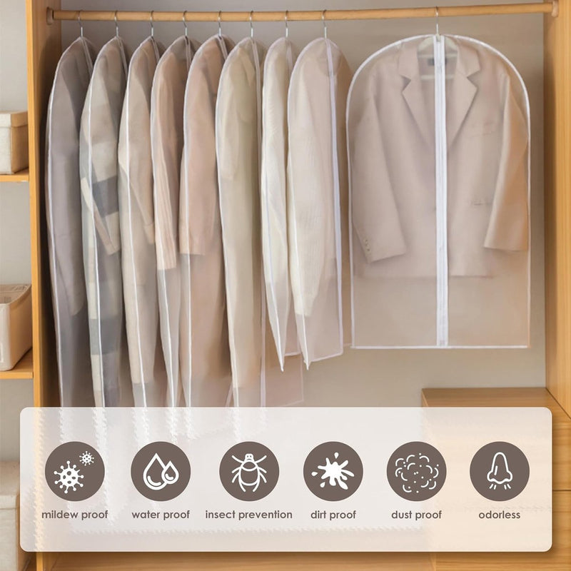 Doorzichtige kledingzakken voor het ophangen van kleding, 40" pakzakken voor kastopslag, stofdichte plastic pakzakken, kledingbeschermingszakken met ritssluiting