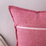 Set van 2 linnen kussenslopen, zachte decoratieve kussenslopen voor bank, slaapkamer, roze, 45 x 45 cm, vierkant