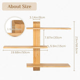 Wandrek, hout, 3-traps rustiek, zwevend rek, houten rek voor keuken, kinderkamer, badkamer, woonkamer, slaapkamer