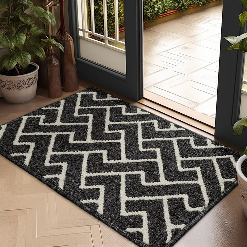 Binnendeurmat Zwart 50 x 80 cm, Waterdichte Deurmat, Vuilvangmat, Antislip Binnendeurmat voor Entree, Hal, Tuin, Binnen, Huisdieren...