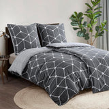 Beddengoed 135 x 200 cm, katoen, 4-delig, katoenen beddengoed 135 x 200 cm, 4-delig, met geometrisch patroon, dekbedovertrekset, 4-delig, katoen met ritssluiting