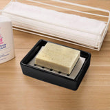 Keramische zeepbakje SUS304 badkamer dubbellaags zeepbakje zelflozende zeepbakje zeg nee tegen pluizige zeep eenvoudige reiniging (zwart)