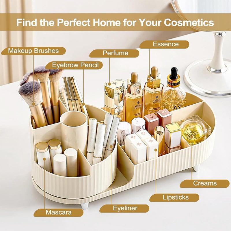 Make-up organizer Draaibaar, 2 in 1 cosmetische organizer, organizer kaptafelborstel, make-up organizer voor kaptafel slaapkamer badkamer