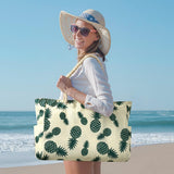 Strandtas Gestreepte draagtas Zwemtas Waterdichte strandtas Groot met ritssluiting Shopper Damesstrandtas XXL Familieboodschappentas Schoudertas Effen tas Reistas, Ananas, Strandtas